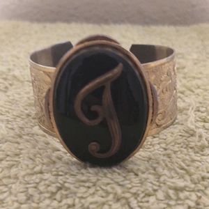 Anthropology Cameo "T" Bracelet